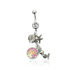 316L Surgical Stainless Steel Mermaid Starfish Dangle Belly Rings WG35D2C-02-2