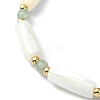 3Pcs 3 Style Natural Mixed Gemstone & White Shell Tube Beaded Stretch Bracelets Set BJEW-TA00430-4
