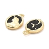 Rack Plating Alloy Black Enamel Pendants PALLOY-Q005-11G-2