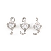 Brass Pave Clear Cubic Zirconia Flat Round Connector Charms KK-H538-21A-P-1