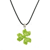 Glass Seed Beads Beaded Clover Pendant Necklaces NJEW-MZ00087-2