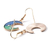 Blue Enamel Crescent Moon with Star Dangle Earrings EJEW-WH0017-07B-2