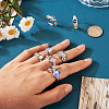 7Pcs 7 Style Rhinestone Heart & Star & Half Round Open Cuff Rings Set with Cat Eye Beaded RJEW-TA0001-03-5