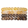 4Pcs Constellation 8mm Round Natural Yellow Tiger Eye & Jade & Synthetic Citrine & Smoky Quartz Beaded Stretch Bracelets for Women BJEW-JB10635-1