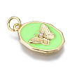 Brass Micro Pave Clear Cubic Zirconia Enamel Pendants KK-Q283-004E-NR-2