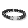 8MM Round Natural Lava Rock Beaded Stretch Bracelets with Oval Synthetic Howlite Beads WG9ED28-03-2