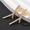 Brass Micro Pave Clear Cubic Zirconia Stick Clip-on Earrings EJEW-K286-13G-3