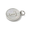 Brass Pave Natural Shell Flat Round with Letter Charms KK-Z115-13P-T-2