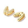 Rack Plating Brass Micro Pave Cubic Zirconia Slide Charms KK-C084-34G-W-2