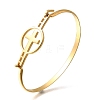 304 Stainless Steel Flat Round Link Bangles for Women BJEW-R014-01G-03-4