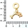 Brass Pave Clear and Pink Cubic Zirconia European Dangle Charms KK-Z150-03G-02-3