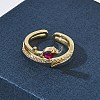Brass Micro Pave Cubic Zirconia Cuff Open Rings for Women RJEW-L343-05G-01-2
