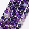 Natural Striped Agate/Banded Agate Bead Strands X-G-K166-13-6mm-04-1