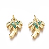 Brass Micro Pave Green Cubic Zirconia Charms ZIRC-O035-14G-1