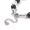 Natural & Synthetic Mixed Stone Beaded Bracelet with Cross Charm BJEW-TA00184-02-3