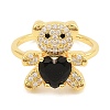 Rack Plating Brass Micro Pave Cubic Zirconia Open Cuff Rings for Women RJEW-S392-02G-C-2