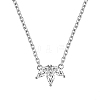 Fashionable 925 Sterling Silver Pave Clear Cubic Zirconia Clover Pendant Necklaces Simple and Versatile Daily Wear FF1476-2-1