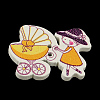 Woman and Pram 2-Hole Printed Wooden Buttons BUTT-R032-104-2