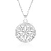 201 Stainless Steel Flat Round with Viking Knot Pendant Necklaces for Women Men FS-WGDB207-01-2