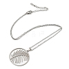 Non-Tarnish 201 Stainless Steel Feather Pendant Necklace with Cable Chains NJEW-Q317-22P-1