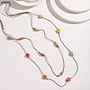 Bohemian Handmade Colorful Porcelain Beaded Waxed Cord Long Necklaces for Women FS-WGF474B-07-1