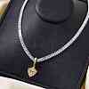 Fashionable Rock Hip-hop Style Brass Pave Clear Cubic Zirconia Shield with Star Pendant Tennis Necklaces for Men VV4192-1-1
