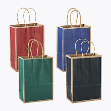 Biyun 16Pcs 4 Colors Rectangle Kraft Paper Carrier Bags CARB-BY0001-02