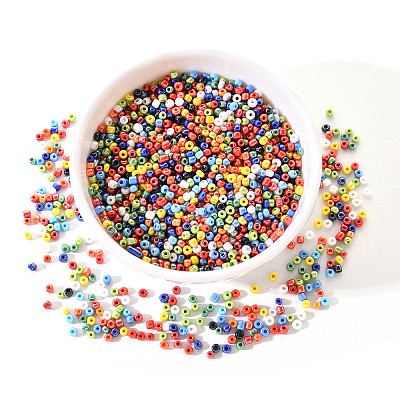 8/0 Opaque Colors Rainbow Plated Round Glass Seed Beads SEED-YW0001-13-1