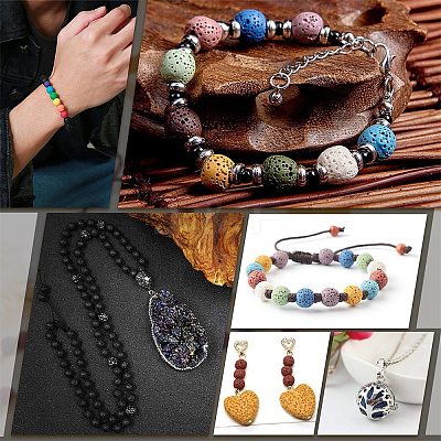 Synthetic Lava Rock Beads Strands G-S247-8mm-08-1-1