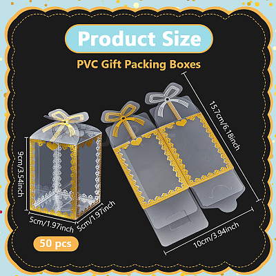Folding Heart Print Transparent PVC Gift Packing Boxes CON-WH0085-192A-01-1