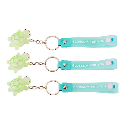 3Pcs PVC Tortoise Pendant Keychains KEYC-TADJ0001-02C-1