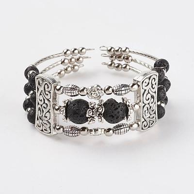 Three Loops Tibetan Style Alloy Wrap Bracelets BJEW-JB03324-01-1