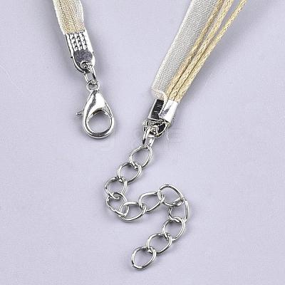 Waxed Cord and Organza Ribbon Necklace Making NCOR-T002-278-1
