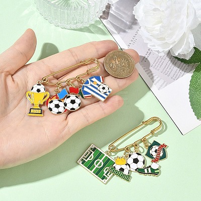2Pcs Football Theme 304 Stainless Steel Brooches JEWB-YW00004-1