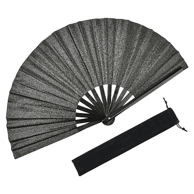 1Pc Bamboo with Oxford Fabric Glitter Powder Folding Fans AJEW-SP0003-77B-1