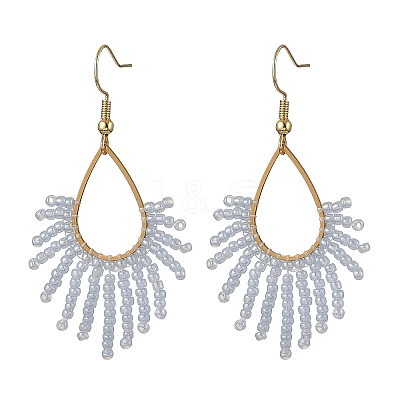 Stainless Steel with Glass Seed Beads Dangle Earrings EJEW-MZ00826-1