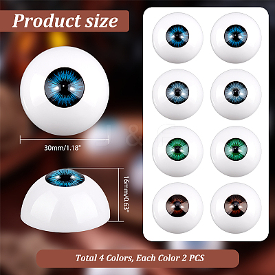 8Pcs 4 Colors Acrylic Craft Eye DOLL-GA0001-17B-1