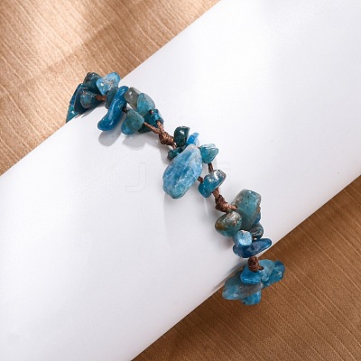 Adjustable Natural Apatite Braided Bead Bracelets for Women BJEW-U035-02N-1