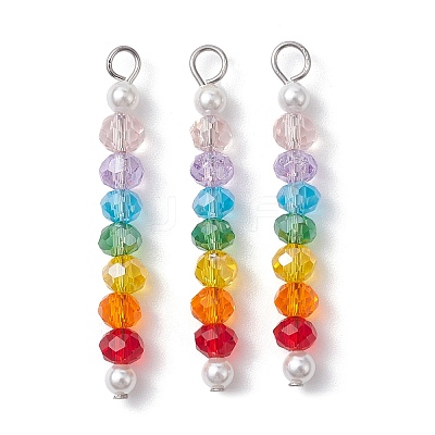 Glass & Round Shell Pearl Beaded Pendants PALLOY-JF02557-1