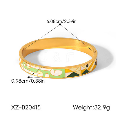 304 Stainless Steel Enamel Hinged Cuff Bangles for Women WGC7C7B-02-1