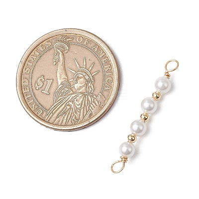 Round Shell Pearl Beaded Connector Charms PALLOY-JF03704-1