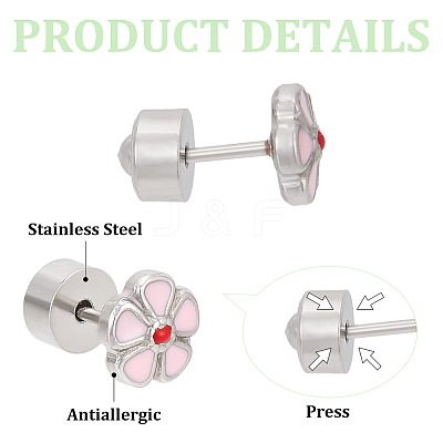 6 Pairs 6 Style 304 Stainless Steel Stud Earrings for Women EJEW-AN0004-66-1
