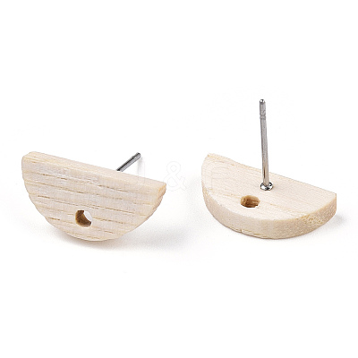 Ash Wood Stud Earring Findings EJEW-N017-011N-1