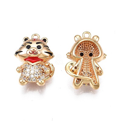 Brass Micro Pave Clear Cubic Zirconia Pendants KK-N232-224-1