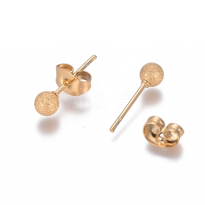 Ion Plating(IP) 304 Stainless Steel Stud Earrings EJEW-L215-58B-G-1