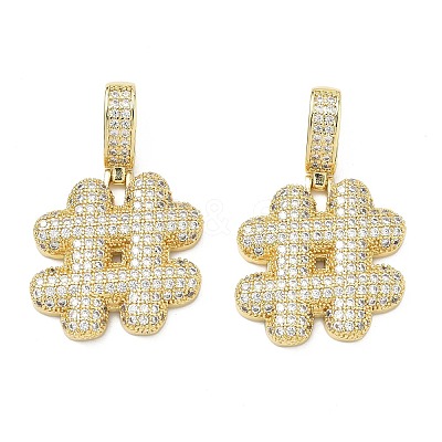 Brass Micro Pave Cubic Zirconia Pendants KK-P345-17G-05-1