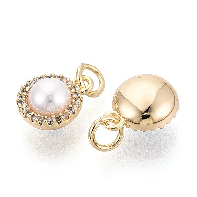 Brass Micro Pave Clear Cubic Zirconia Charms KK-N287-26G-1
