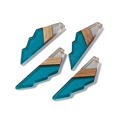 Transparent Resin & Walnut Wood Big Pendants RESI-M027-09J-1