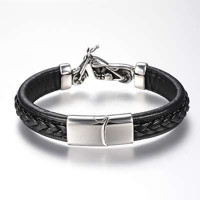 Men's Braided Leather Cord Bracelets BJEW-H559-10G-1