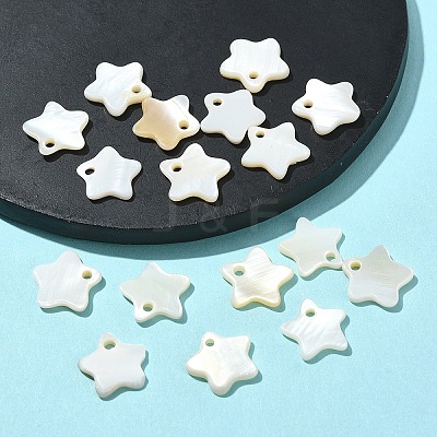 20Pcs Natural Freshwater Shell Star Charms SHEL-YW0001-14-1